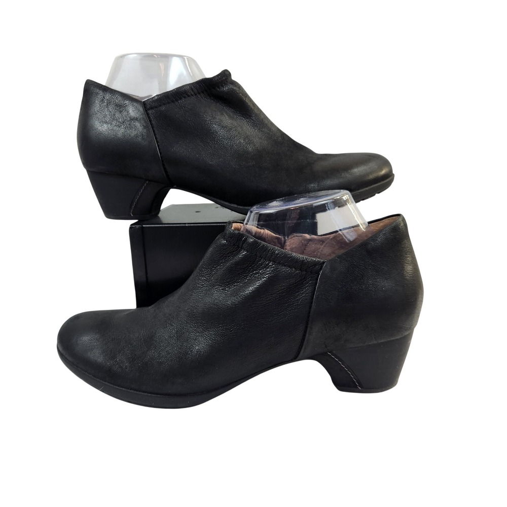 Dansko Womens Black Leather Ankle Boots Zip Side Block Heel Size 42 US 11.5/12